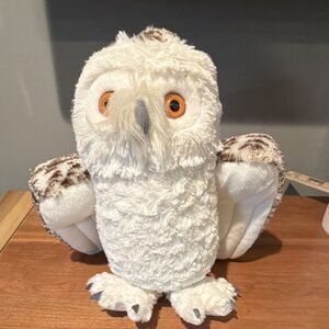 Wild Republic White Owl Bean Bag Plush Stuffed Animal Brown Wings Orange Eyes